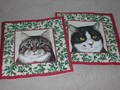 Noël serviettes ecru avec 4 portraits de chats 